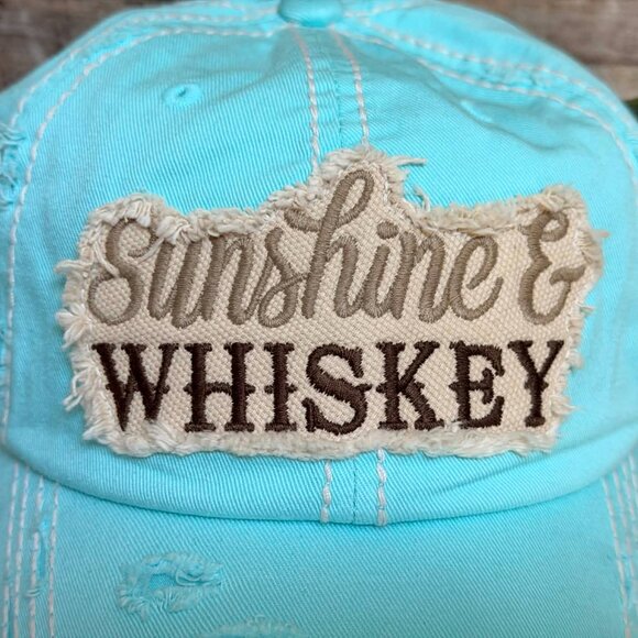 KBETHOS Distressed Sky Blue Sunshine and Whiskey Baseball Cap adjustable closure - Picture 2 of 5